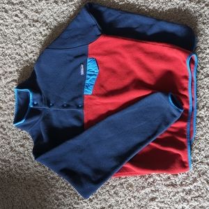 Patagonia Synchilla Lightweight Snap-T Fleece Pullover Navy Red Men's Size M